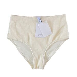 & Other Stories High Waisted Textured Bikini Bottom Cream NWT